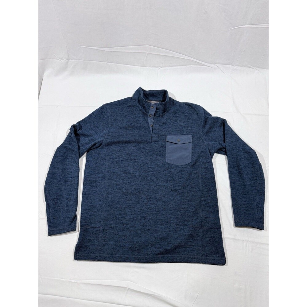 REI Pullover Mens Large  Blue Quarter Snap Fleece Sweater Pocket Outdoors Hiking